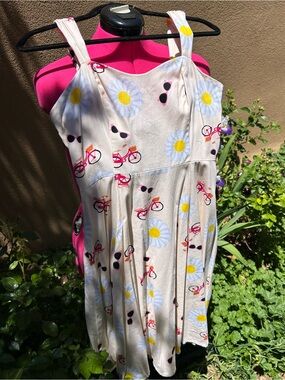Hearts & Roses Sundress with Bicycle, Daisy and Sunglasses Print